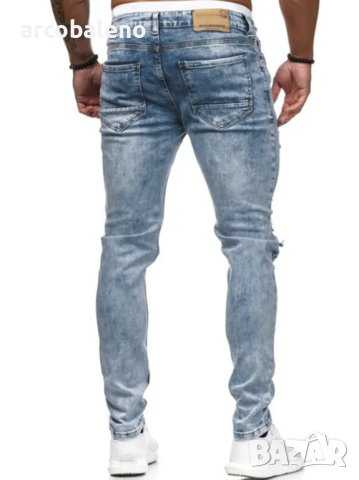 Мъжки модни протрити прилепнали дълги дънки, снимка 3 - Дънки - 43751397