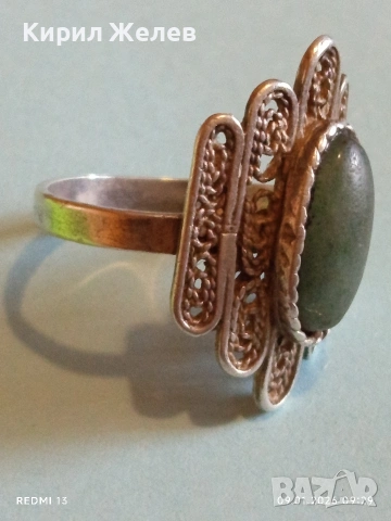 Авторски ръчно изработен сребърен пръстен с АХАТ филигранна изработка Арт бижу 52777, снимка 7 - Пръстени - 53039960