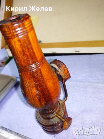 Стара РЪЧНО ИЗРАБОТЕНА от ДЪРВО ГАЗЕНА ЛАМПА За РЕТРО ИНТЕРИОР в МЕХАНА БИТОВ КЪТ КОЛЕКЦИЯ 41416, снимка 14 - Декорация за дома - 43590960