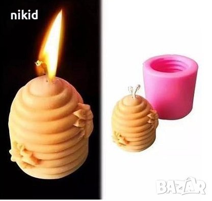 3D пчелно гнездо восъчна клетка с пчела кошер силиконов молд форма фондан гипс сапун свещ, снимка 3 - Форми - 18985761