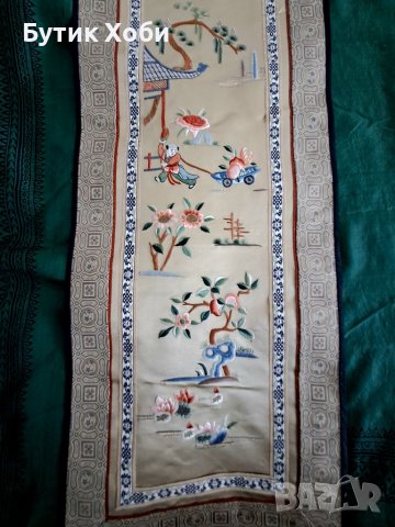 Стари бродирани пана от естествена коприна, снимка 10 - Антикварни и старинни предмети - 40807273