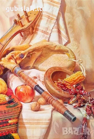 Картина "Бъдни вечер", худ. Г. Янчев-Графа, снимка 2 - Картини - 48647985