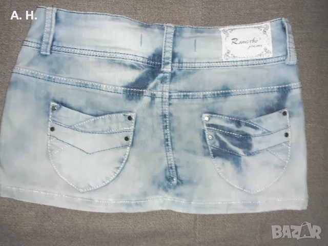 Дънкова къса пола, снимка 2 - Поли - 49751706