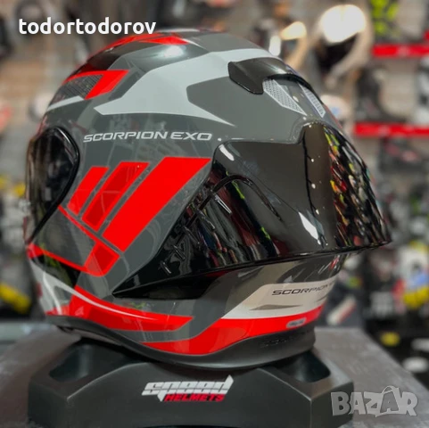 Мото каска SCORPION EXO-R1 EVO II Air VITAL Gray-Red-White L 59-60см., снимка 4 - Аксесоари и консумативи - 50743861
