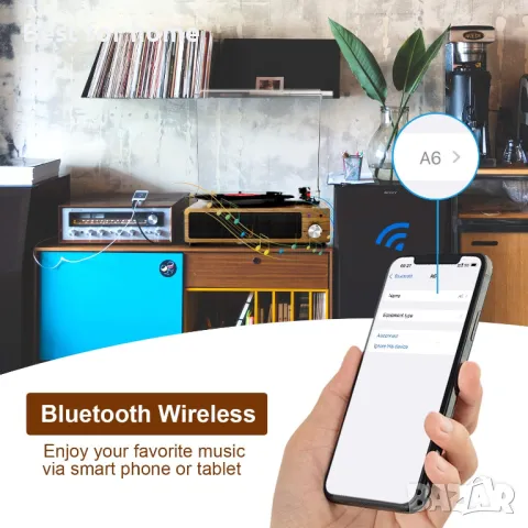 Ретро  грамофон с Bluetooth, снимка 3 - Грамофони - 49446532