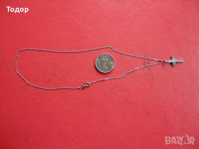 Невероятно сребърно колие верижка с кръст 925 а