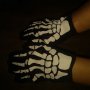 Черни елегантни ръкавици с пет пръста с щампа на скелет за Хелоуин, снимка 4