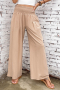 Дамски панталон в бежово, с висока талия и широки крачоли, снимка 12