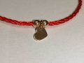 Дамска гривна червен шнур и сребърно сърце със покритие от розово злато, снимка 1