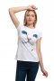 Страхотна нова дамска бяла тениска с 3D принт Котка със сини очи, снимка 5