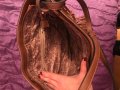 Кафява дамска чанта с ресни, снимка 1