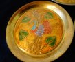 Бронзова чиния,клетъчен емайл Паун. , снимка 1 - Антикварни и старинни предмети - 33075722