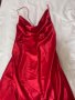 Уникална червена сатенена рокля, снимка 6