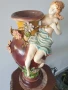 майолика ваза 44см-3кг/еротика/фигурална френска керамична ваза с релефни цветя и голо момиче, снимка 1