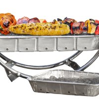 Asado Grill BBQ Dual Преносимо Барбекю,двойна стоманена рамка за незабавна скара/дървени въглища, снимка 2 - Барбекюта - 43727171