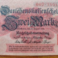 Райх банкнота - Германия - 2 марки 1914 година - 23605, снимка 2 - Нумизматика и бонистика - 33373532