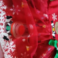 Коледни роклички малки и големи номера червен цвят с еленче и дантела. Памучна материя, еластична. , снимка 4 - Детски рокли и поли - 38481570
