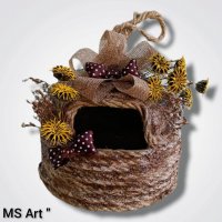 Декоративен пчелен кошер от конопено въже , снимка 5 - Градински мебели, декорация  - 37841660