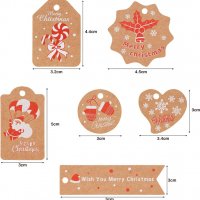 Нови Намалени Коледни хартиени етикети 100 броя за подаръци декорация, снимка 2 - Други - 39371889