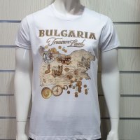 Нова бяла мъжка тениска с трансферен печат България - Treasure Land (Земя на съкровищата), снимка 7 - Тениски - 28213431