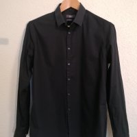 Елегантна черна мъжка риза Jake,s collection super slim 41/42, снимка 1 - Ризи - 43725300
