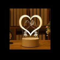 Романтична 3D акрилна настолна нощна лампа-сувенир/подарък за различни поводи, снимка 8 - Настолни лампи - 43715865