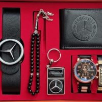 Комплект Mercedes колан,часовник,портфейл,броеница,запалка,гривна, снимка 1 - Мъжки - 36904148