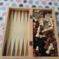 Немски шах дървена кутия,стъклени и дървени фигури, снимка 2 - Шах и табла - 37792878