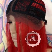 Lace Front LUXURY WIG Омбре Черно и Червено Перука Боб Стил Код 1085, снимка 11 - Аксесоари за коса - 26548202