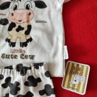 Намалено от 36лв Бебешки комплект от 3 части, боди ританки, шапка Крава, снимка 6 - Комплекти за бебе - 43844369