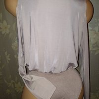 Amisu S-Боди в светъл телесен цвят с голи рамене и дълъг ръкав , снимка 4 - Корсети, бюстиета, топове - 43028749