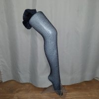 М/L Черен чорапогащник със сребрист брокат , снимка 1 - Бельо - 43844171