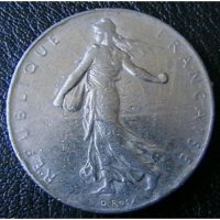 1 франк 1974, Франция, снимка 2 - Нумизматика и бонистика - 28436770