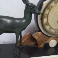Часовник с бронзови фигури на елени, снимка 5 - Антикварни и старинни предмети - 36713699