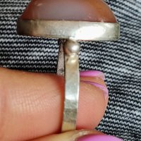 Сребърен пръстен с Ивичест Ахат , снимка 3 - Пръстени - 38172262