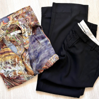 Marella елегантен черен панталон и цветна туника , снимка 10 - Панталони - 44884856
