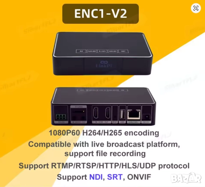 Енкодър/Декодър Link Pi ENC1-V2 HDMI Encoder/Decoder HD SR/RTMP/RTSP/ONVIF/HLS Live Broadcast Suppor, снимка 1