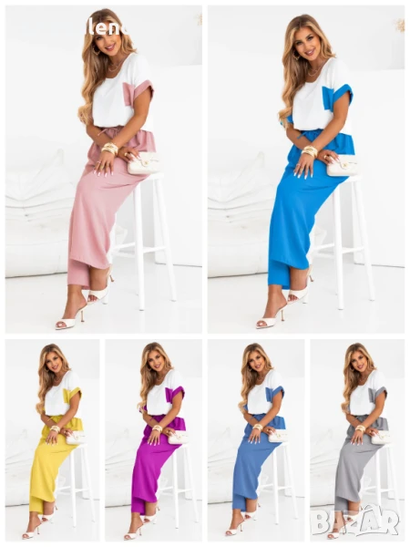 Дамски комплект от блуза и широки панталони Trishna, 14цвята , снимка 1