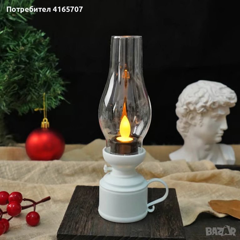 LED винтидж декоративна лампа с трептяща светлина, снимка 1