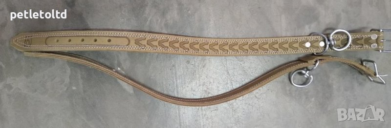 Каишка за куче от естетствена кожа с вирбел 74см х 3,5см, снимка 1