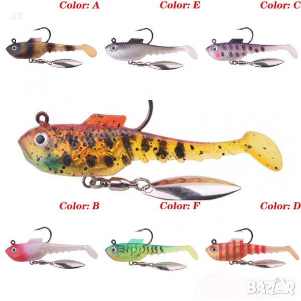 Комплект от 7бр.силиконови риболовни примамки с блесни. 7cm, 11.5g ., снимка 1