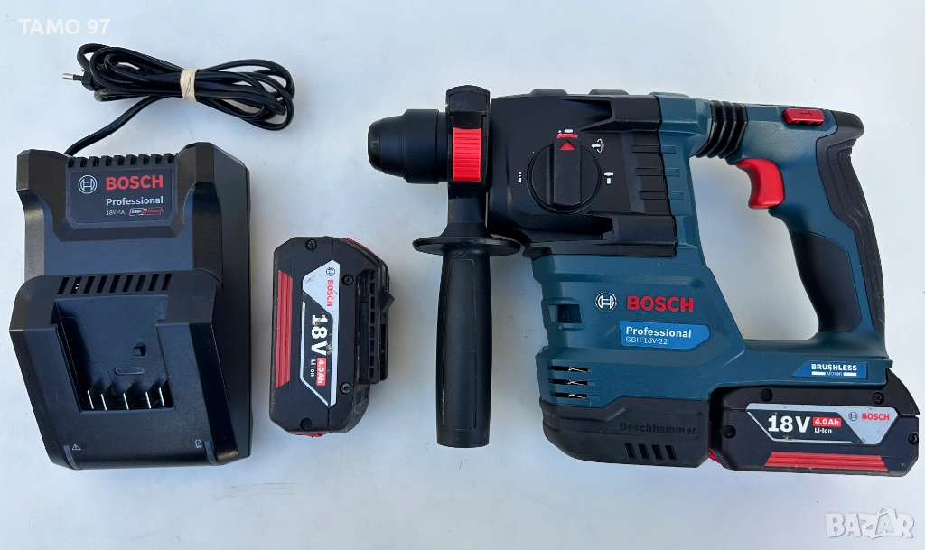 BOSCH GBH 18V-22 - Безчетков акумулаторен перфоратор 2x18V 4.0Ah като нов!, снимка 1