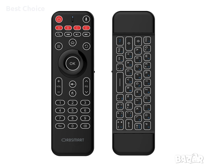 Orbsmart AM-1 Pro, TV дистанционно, безжична аеромишка, микрофон и мини клавиатура. , снимка 1