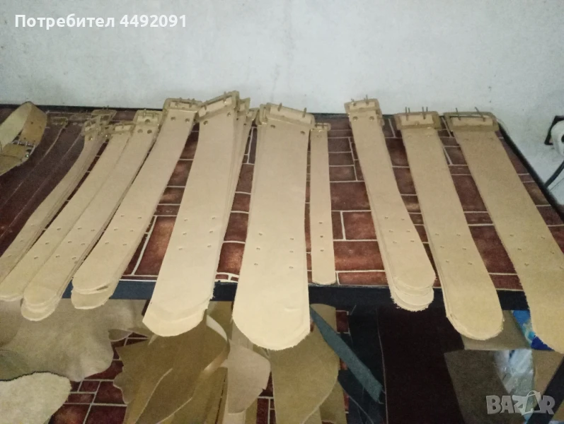 каишки за чанове Звънци естествена кожа месенгови катарами , снимка 1