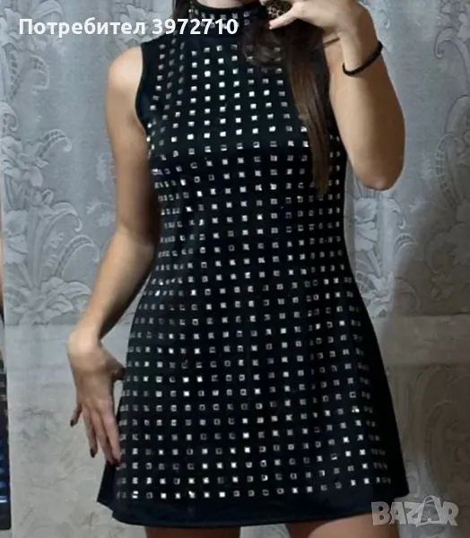 Черна рокля с камъни , снимка 1