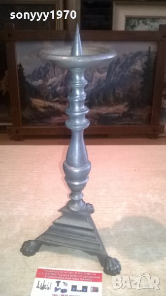 красив и стилен сив свещник-внос холандия-32х15см, снимка 1