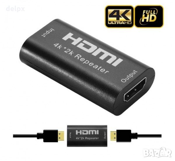 Букса за усилване на сигнала, активна, HDMI(ж), 4K, UHD, 40m, снимка 1