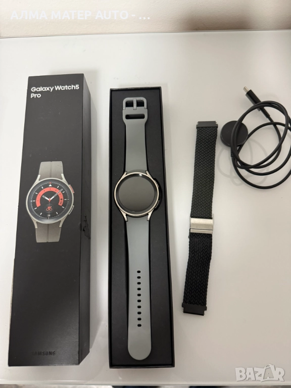 Samsung Watch 5 pro Gray Titanium 45mm + Допълнителна Каишка, снимка 1