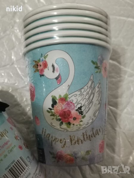 Лебед 6 бр картонени чаши парти рожден ден, снимка 1