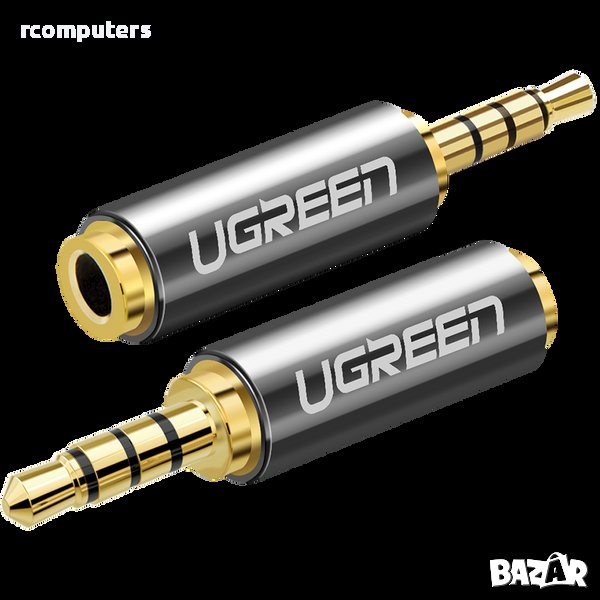 Преходник Ugreen  3.5mm audio adapter (male)-6.35MM JACK (female) Grey, снимка 1